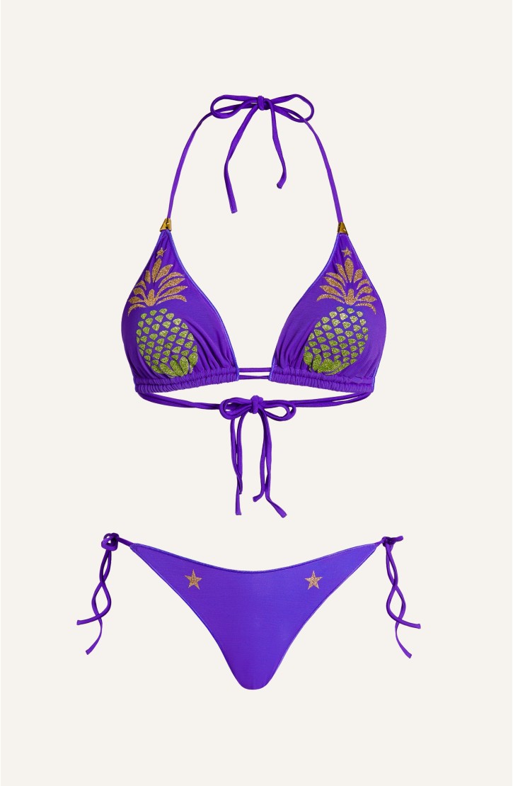 Bikini Triangolo Tulle Ananas Lurex