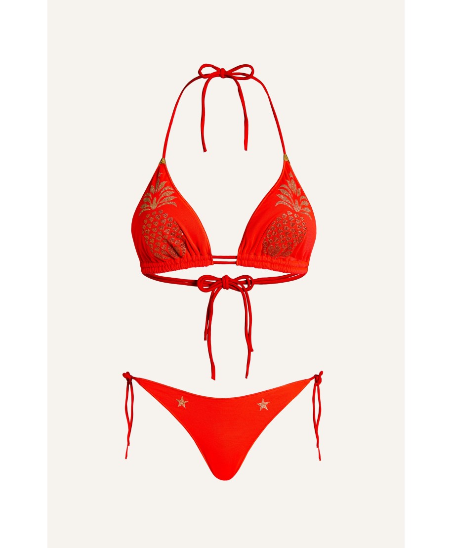 Bikini Triangolo Tulle Ananas Lurex