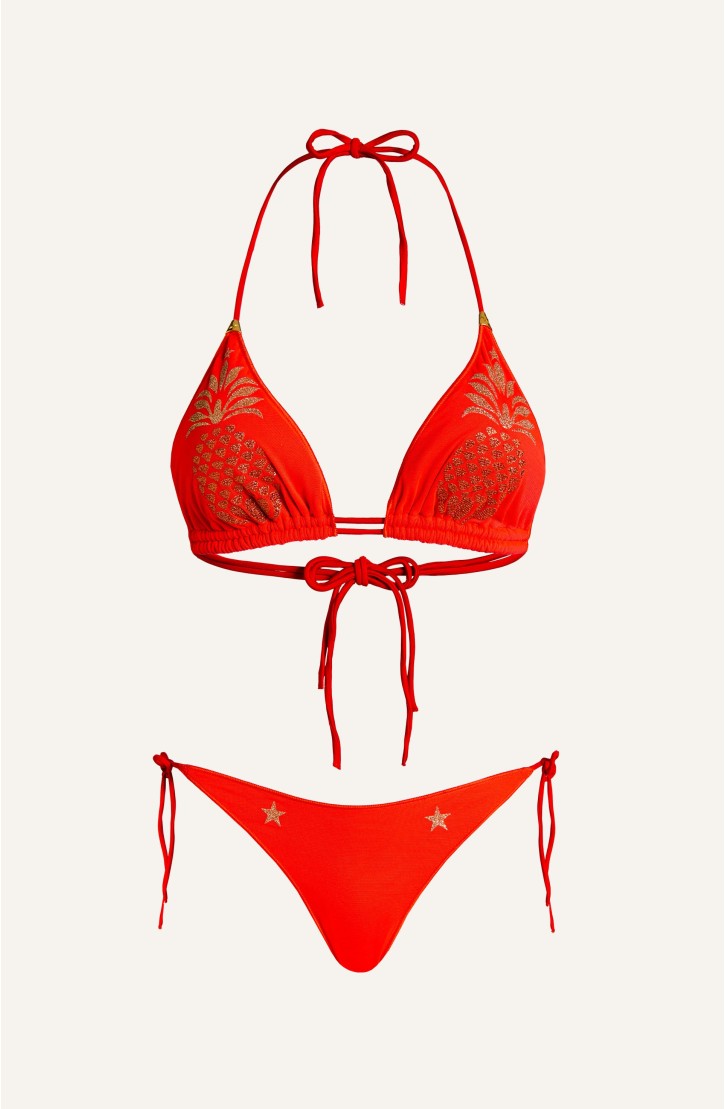 Bikini Triangolo Tulle Ananas Lurex