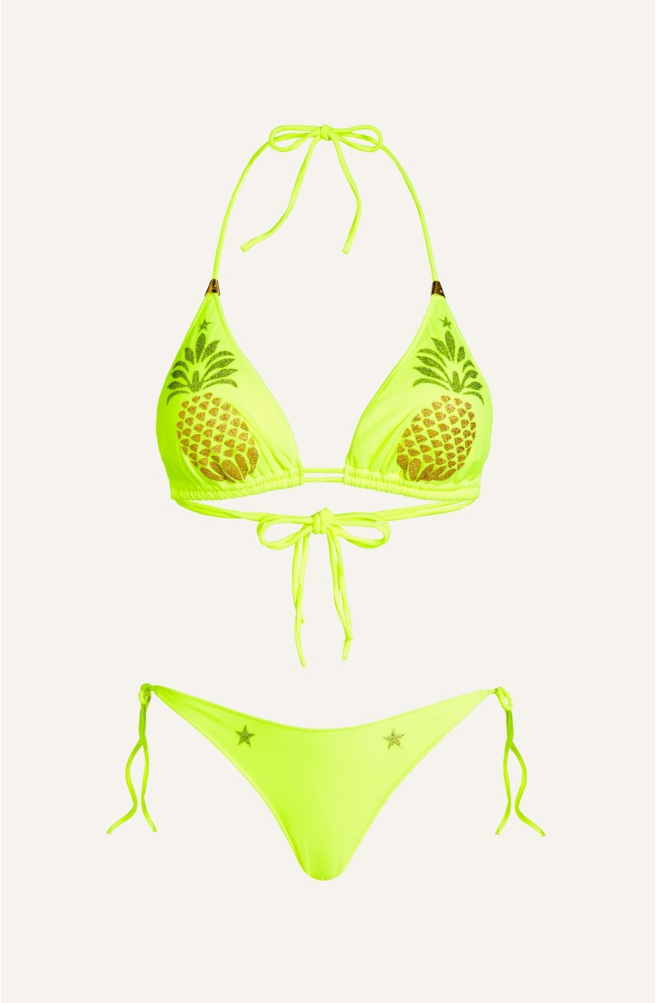 Bikini Triangolo Tulle Ananas Lurex