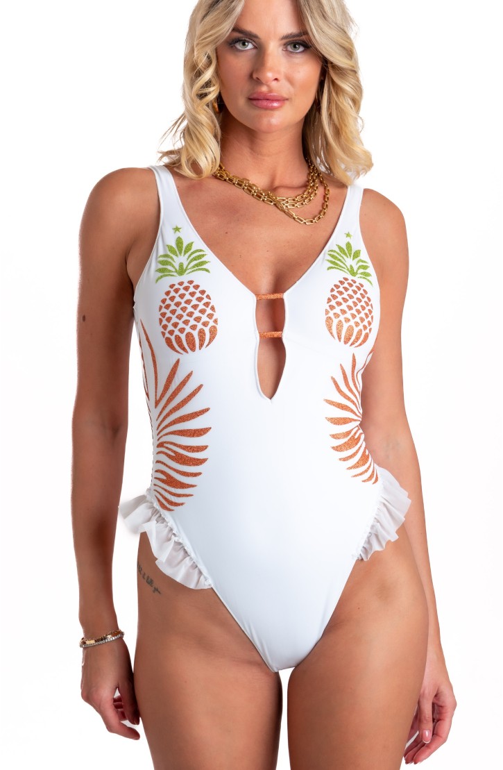 Lurex Pineapple Print Tulle One Piece