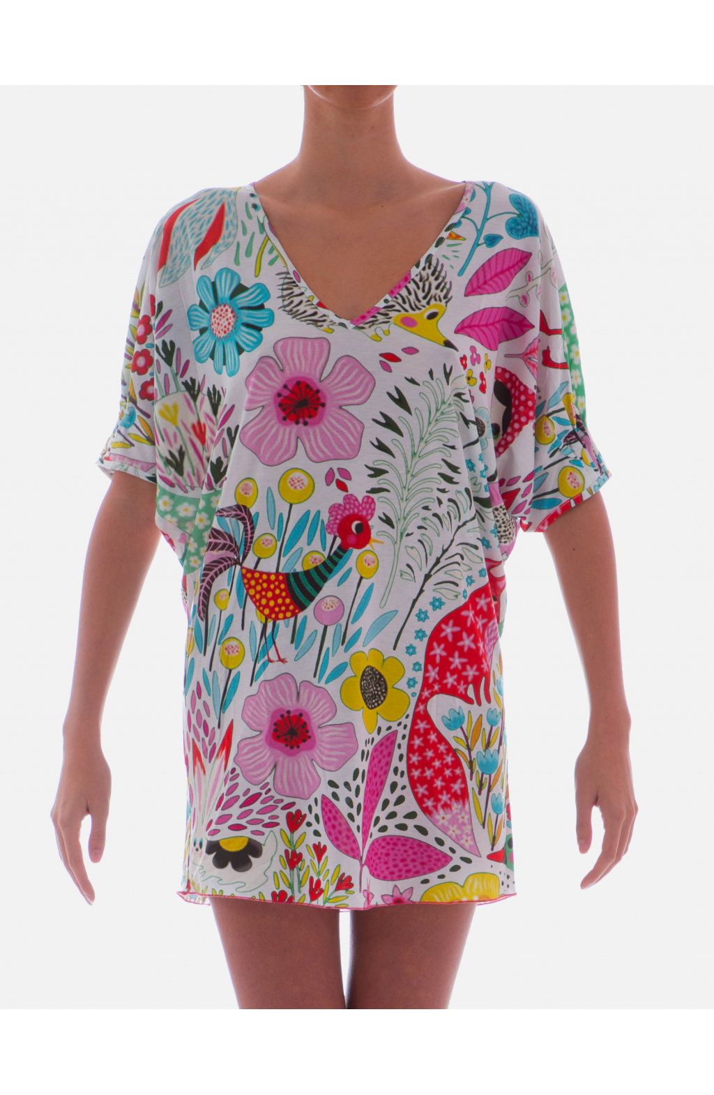 Abito Fantasy Mix con maniche kimono in Viscosa Jersey