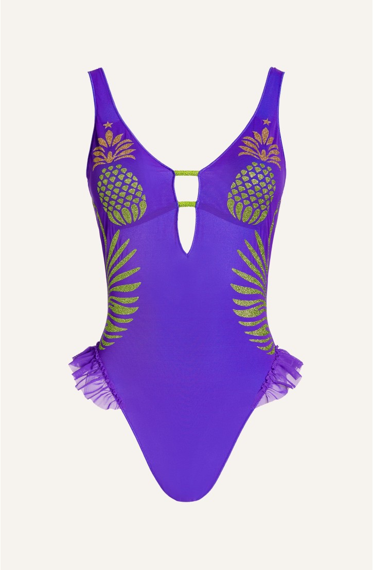 Lurex Pineapple Print Tulle One Piece