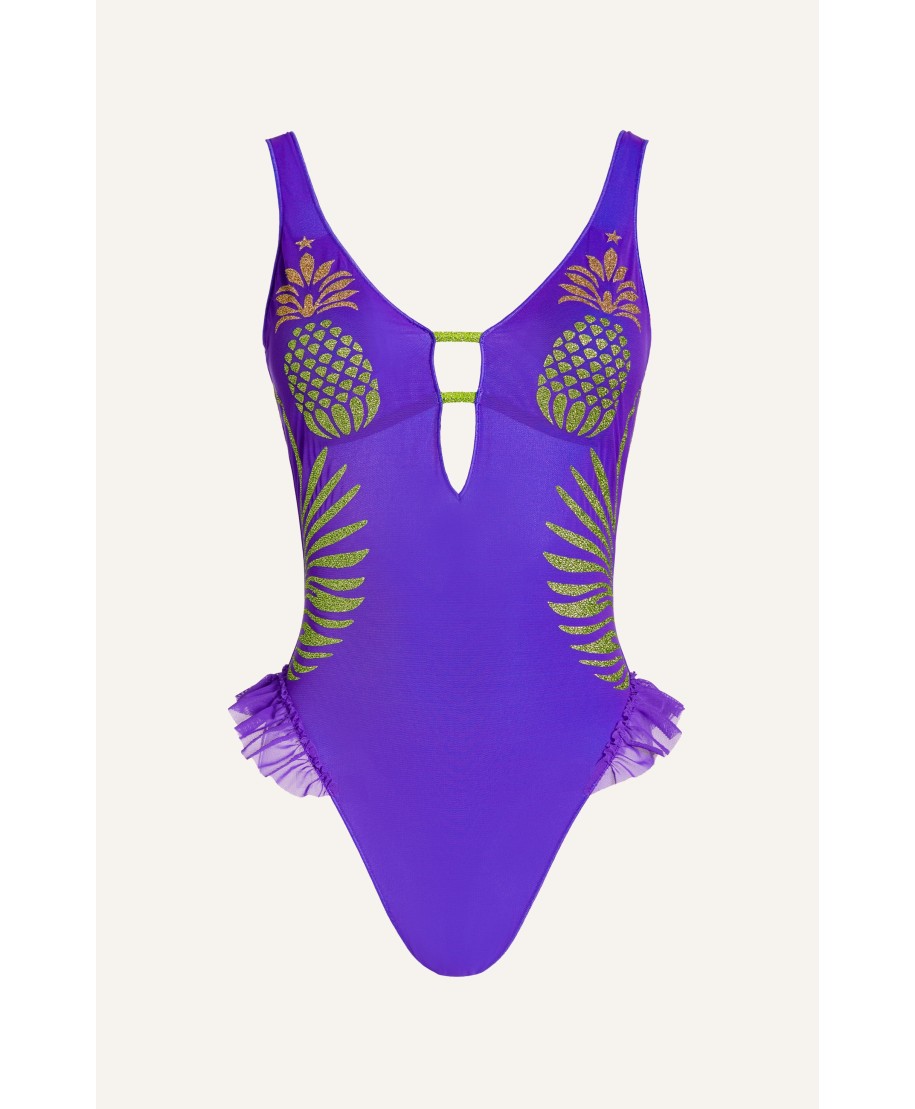 Lurex Pineapple Print Tulle One Piece