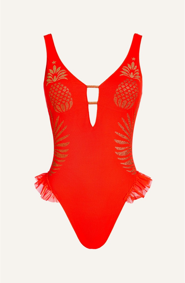Lurex Pineapple Print Tulle One Piece
