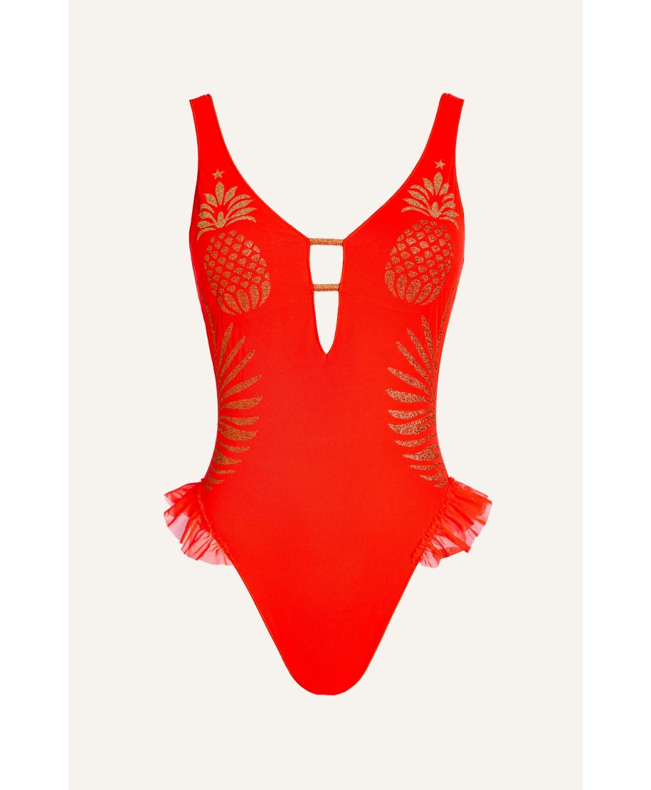 Lurex Pineapple Print Tulle One Piece