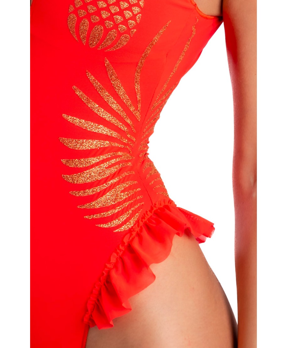 Lurex Pineapple Print Tulle One Piece