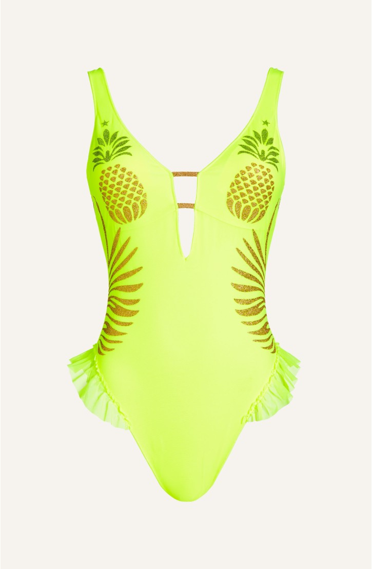 Lurex Pineapple Print Tulle One Piece