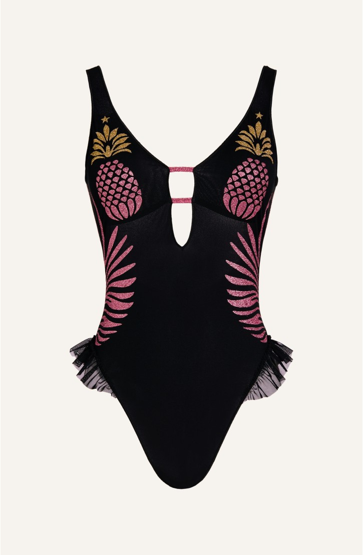 Lurex Pineapple Print Tulle One Piece