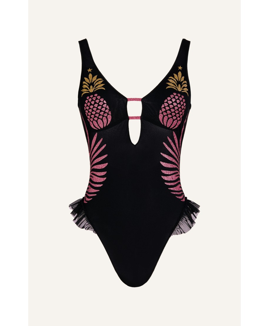 Lurex Pineapple Print Tulle One Piece