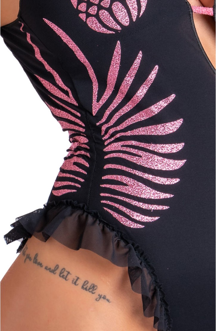 Lurex Pineapple Print Tulle One Piece