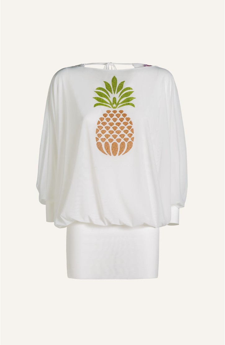 Sheath Butterfly Sleeves Tulle And Pineapple Lurex
