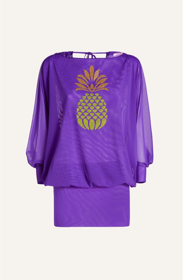 Sheath Butterfly Sleeves Tulle And Pineapple Lurex