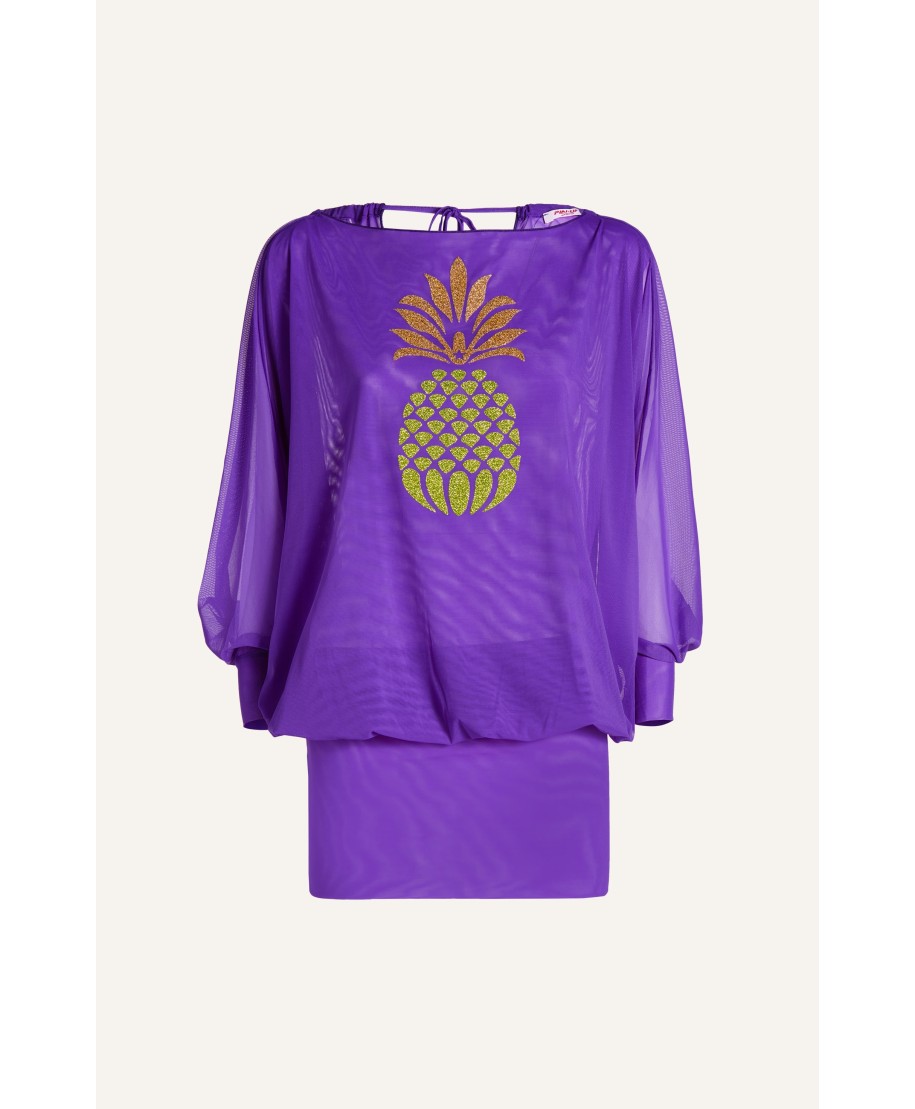 Sheath Butterfly Sleeves Tulle And Pineapple Lurex