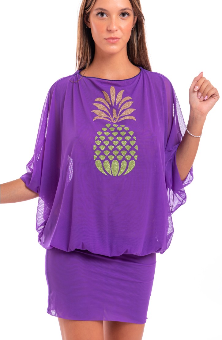 Sheath Butterfly Sleeves Tulle And Pineapple Lurex