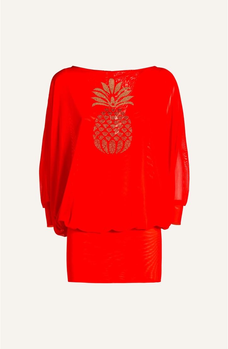 Sheath Butterfly Sleeves Tulle And Pineapple Lurex