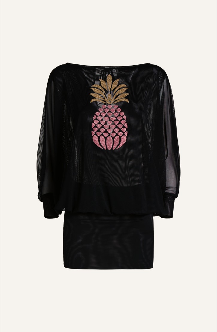 Sheath Butterfly Sleeves Tulle And Pineapple Lurex