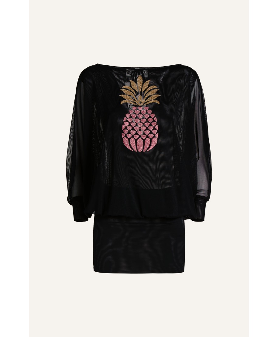 Sheath Butterfly Sleeves Tulle And Pineapple Lurex