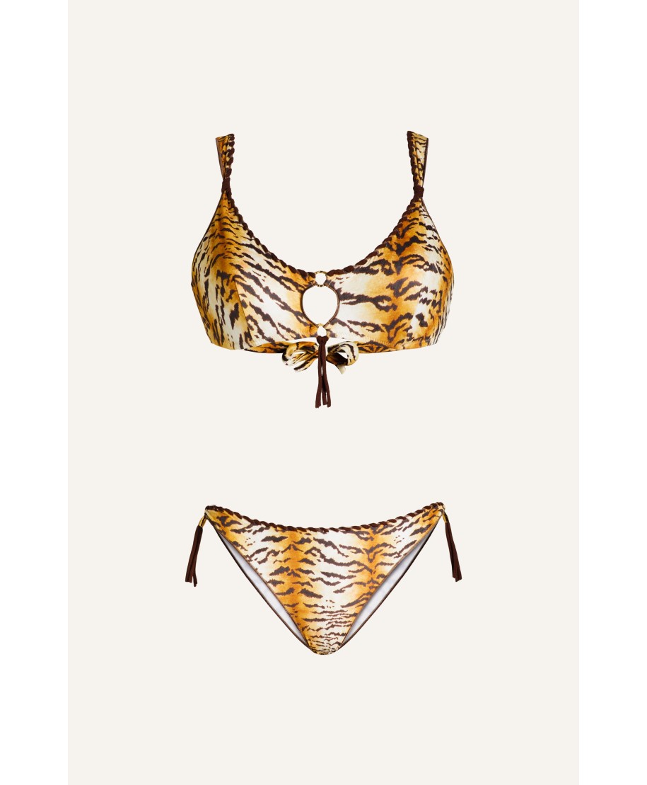 Bikini Brassiere Tiger Print Embroidery Horse Stitch