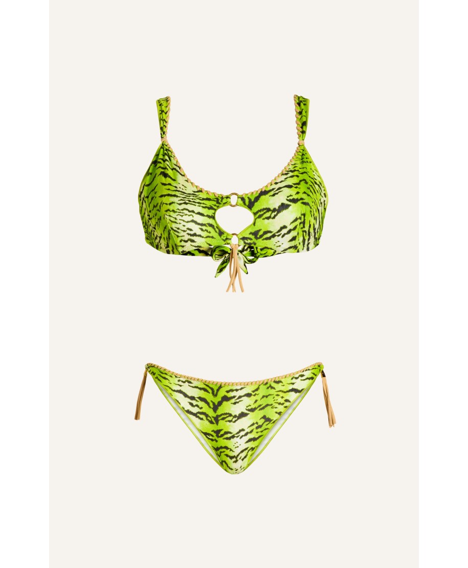 Bikini Brassiere Tiger Print Embroidery Horse Stitch