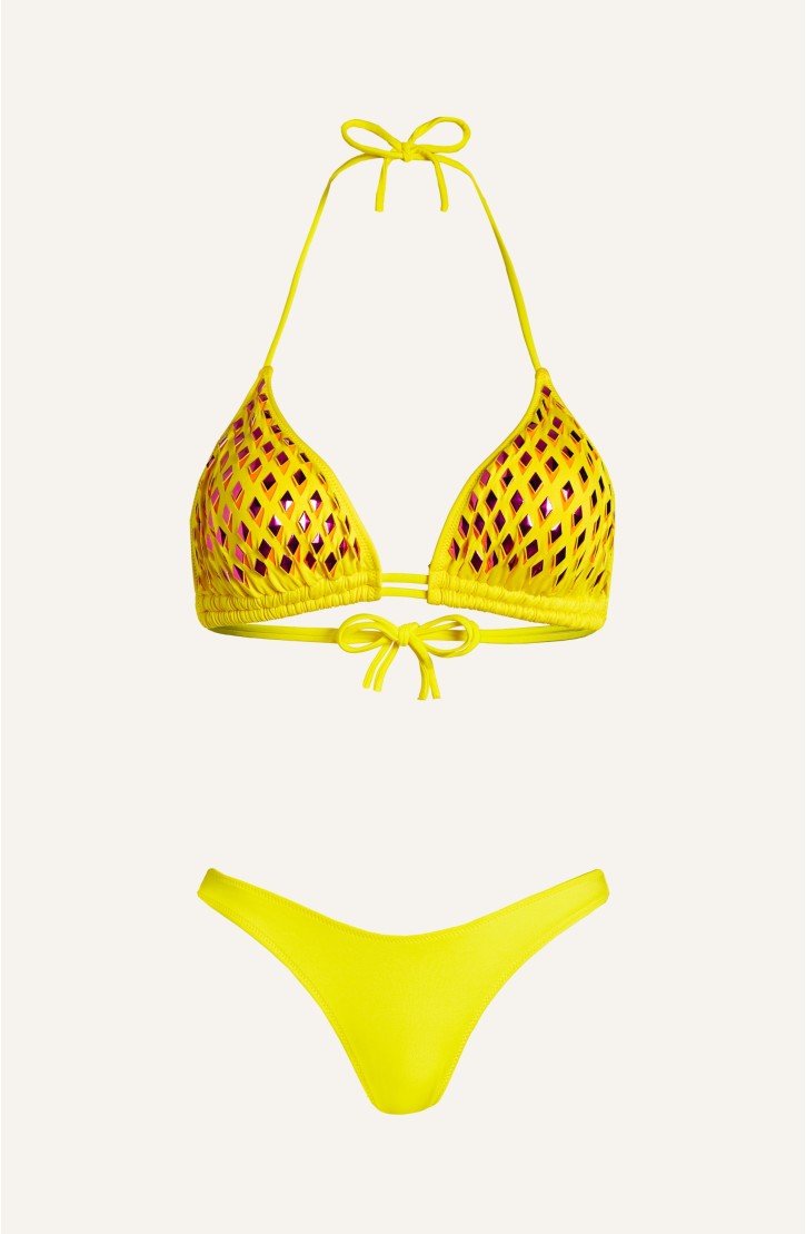 Bikini Triangolo Specchietti Laser Tinta Unita