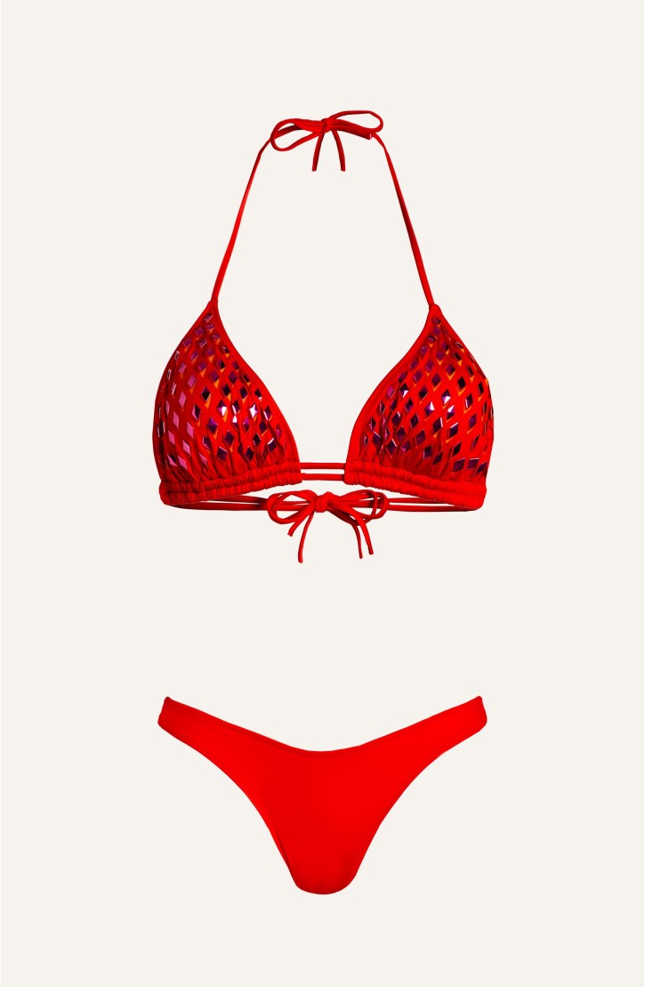 Bikini Triangolo Specchietti Laser Tinta Unita