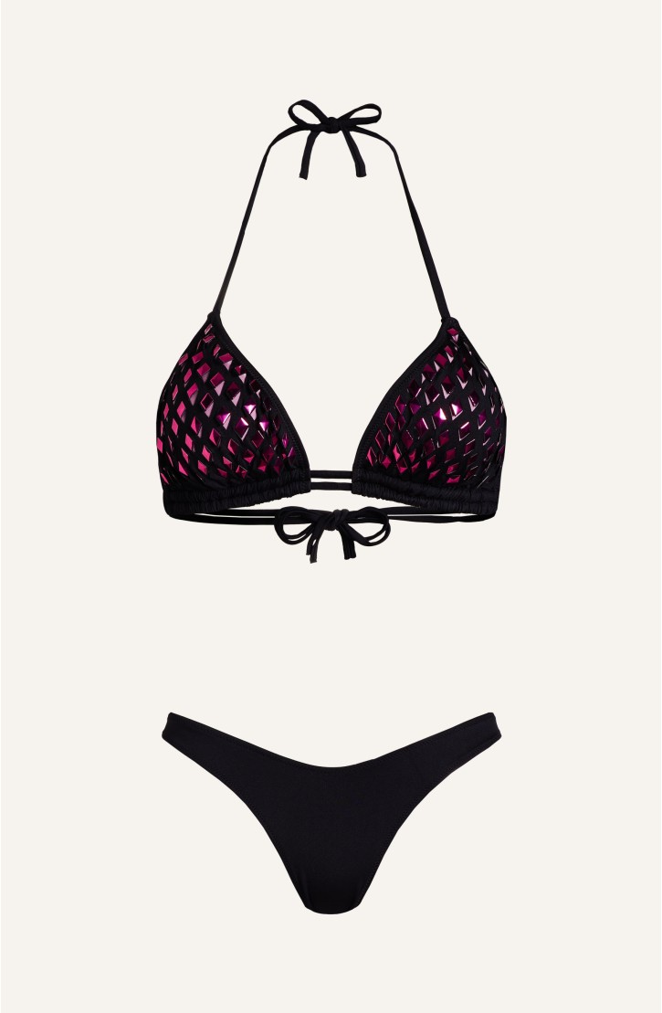 Triangle Bikini Padded Mirrors Laser Solid Color