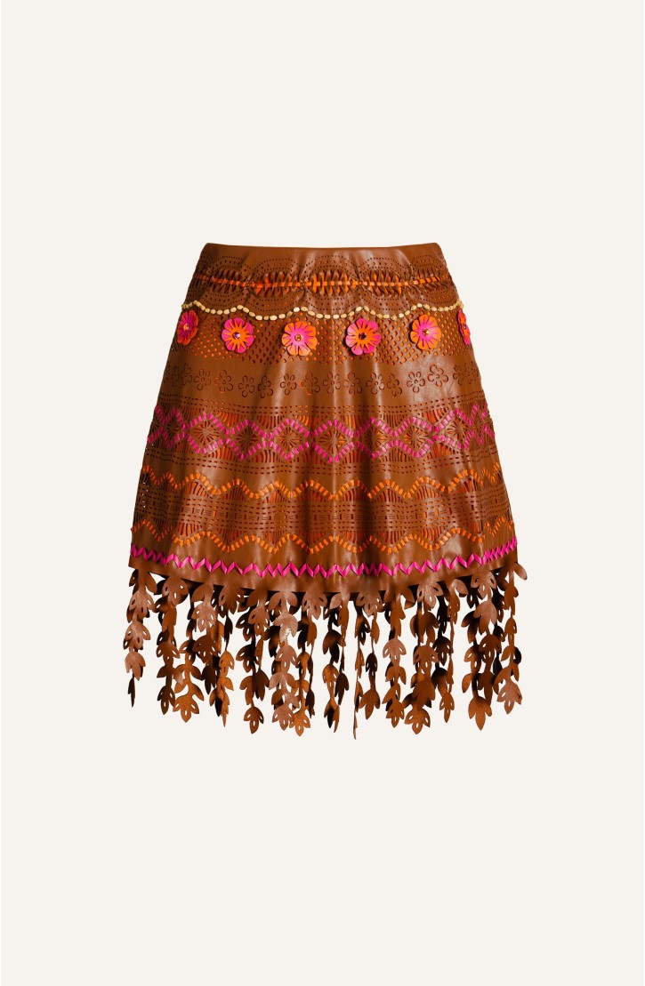 Eco-Leather Laser Skirt