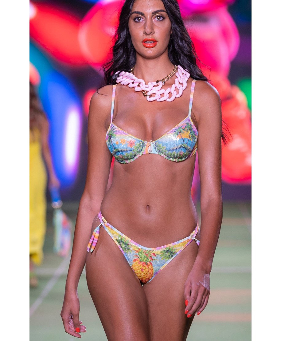 Balconette Bikini With Underwire Sequin Hawaii Print