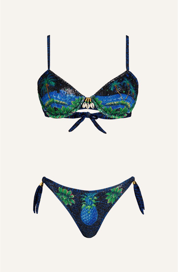 Balconette Bikini With Underwire Sequin Hawaii Print