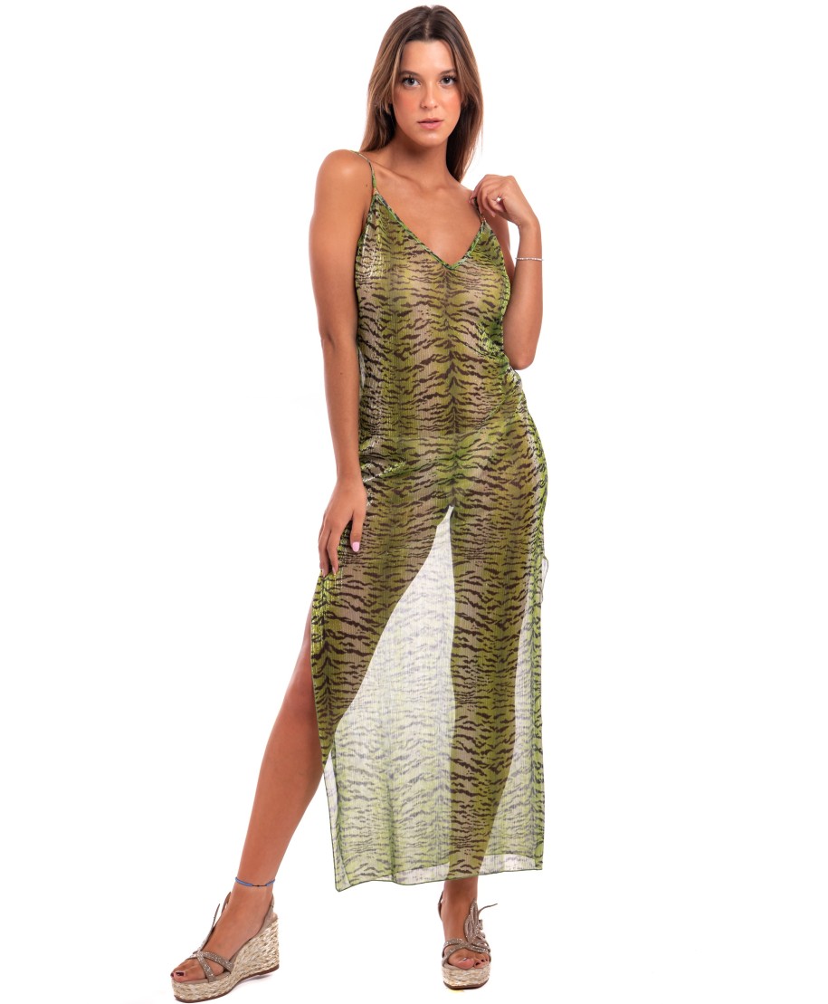 Crepon Lamé Tiger Print Petticoat Dress