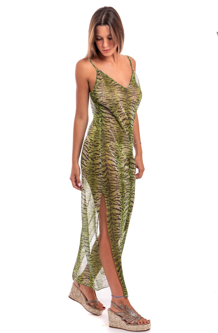 Crepon Lamé Tiger Print Petticoat Dress