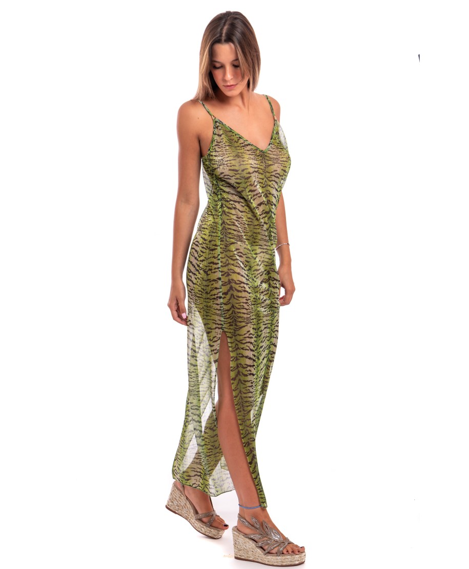 Crepon Lamé Tiger Print Petticoat Dress