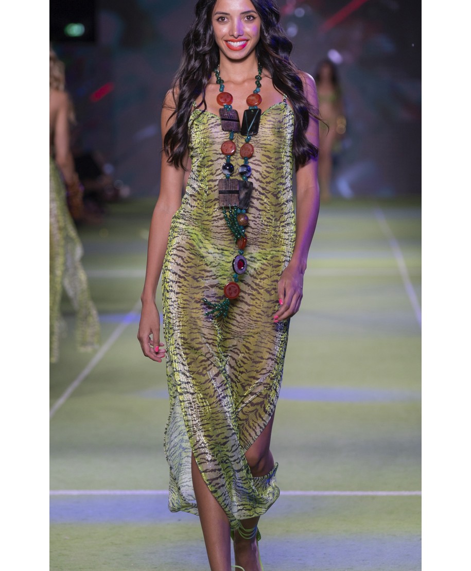 Abito Sottoveste Crepon Lamè Tigre