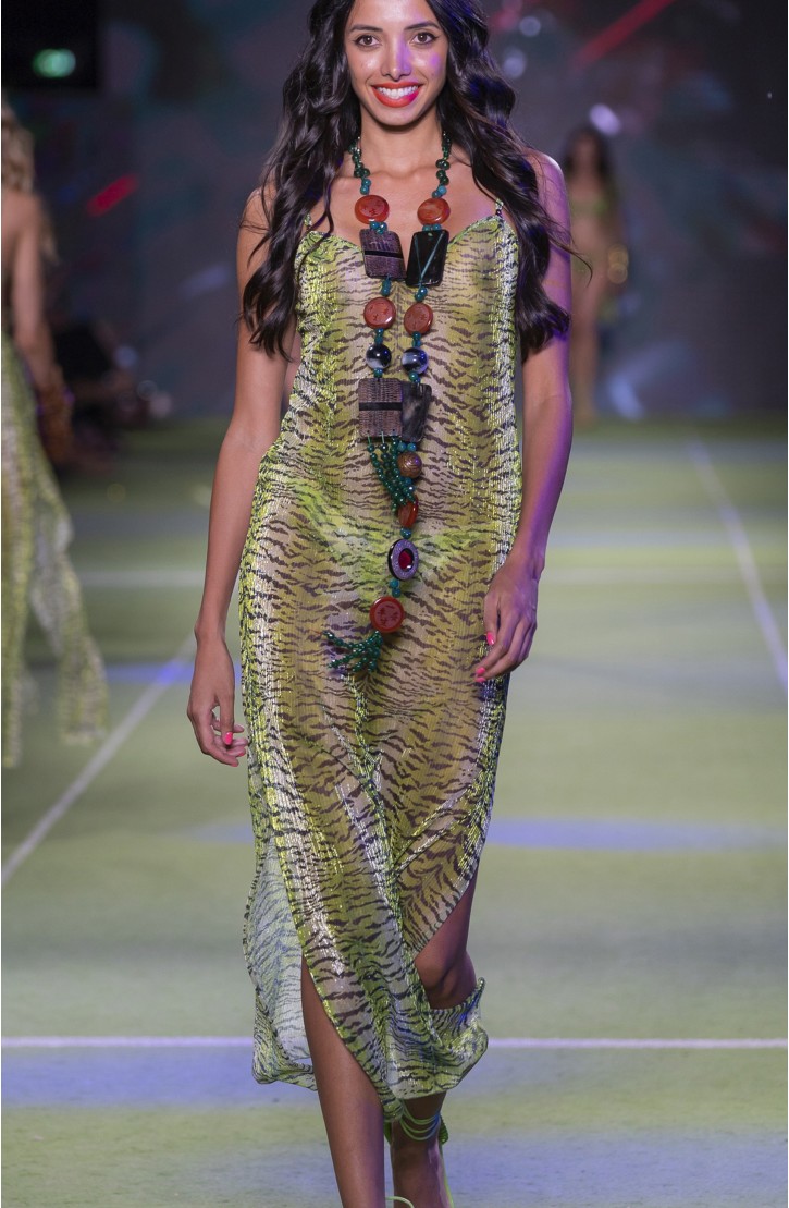 Crepon Lamé Tiger Print Petticoat Dress