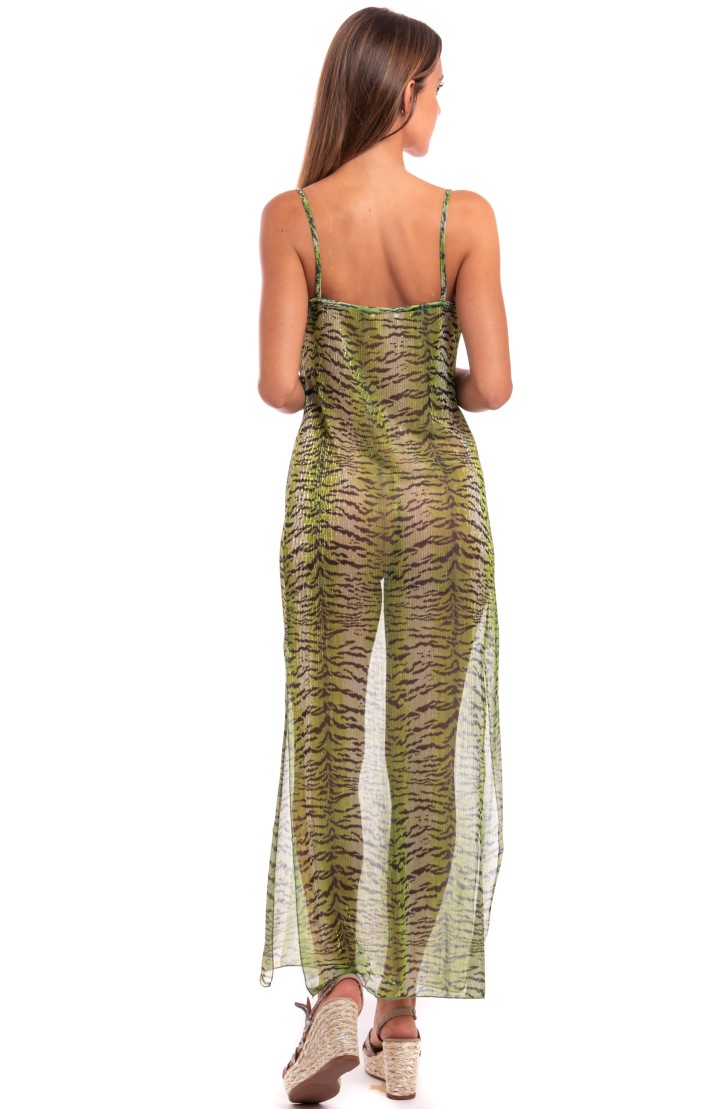Crepon Lamé Tiger Print Petticoat Dress