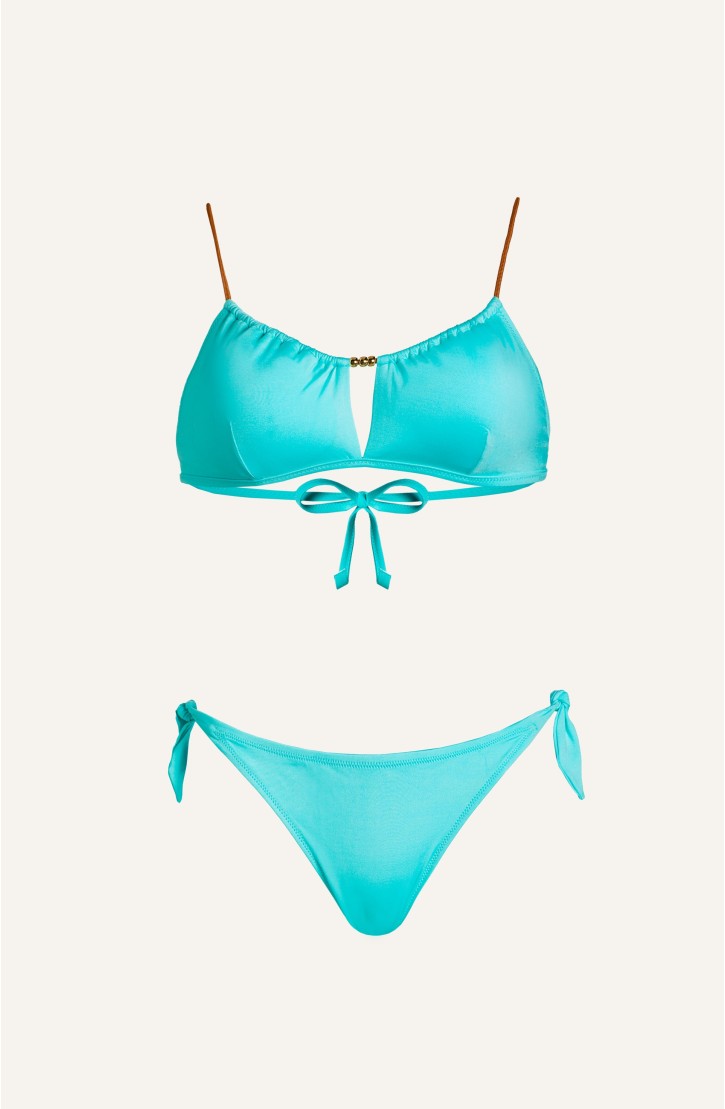 Bikini Bandeau Straps Alcantara Solid Color