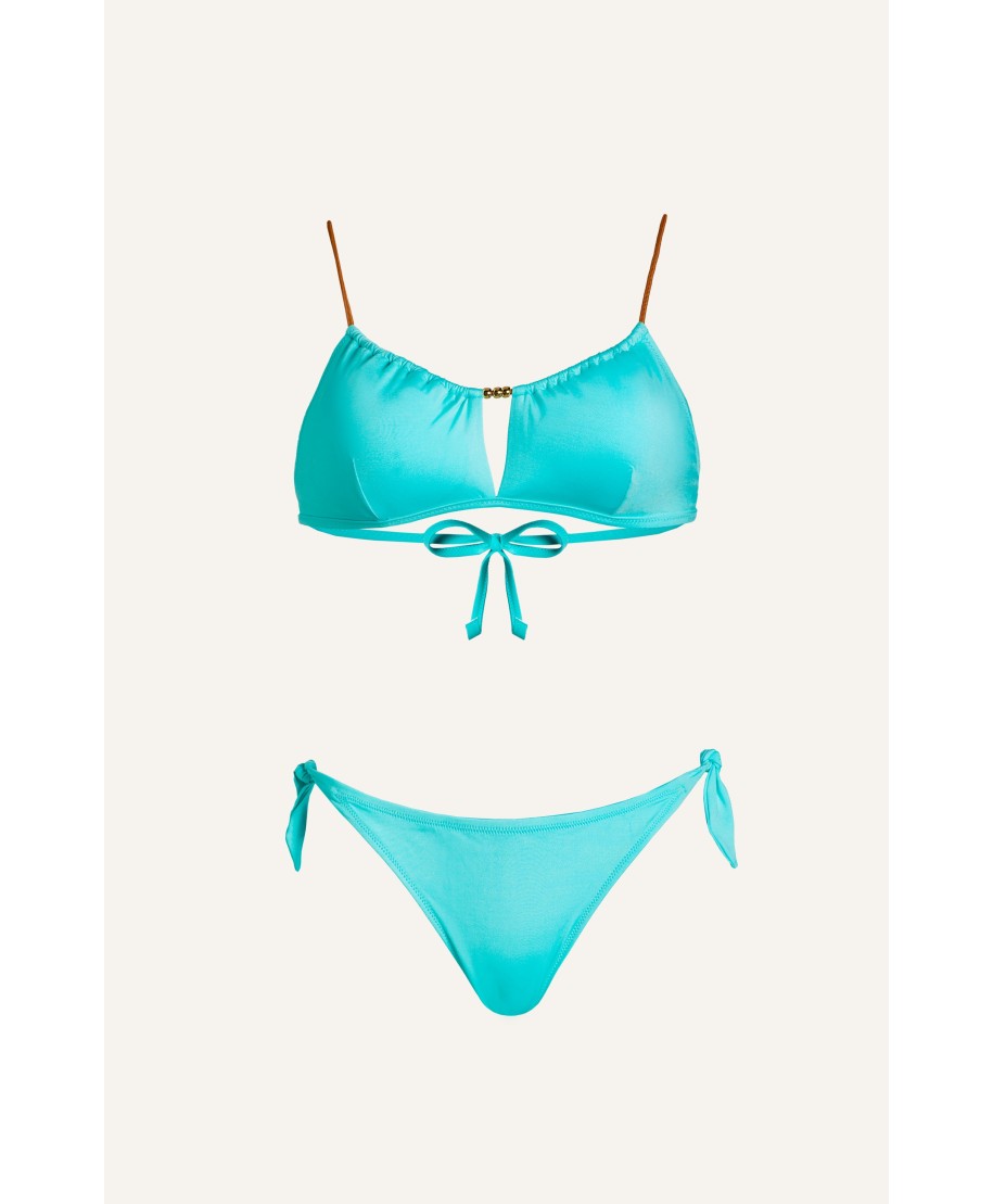 Bikini Bandeau Straps Alcantara Solid Color