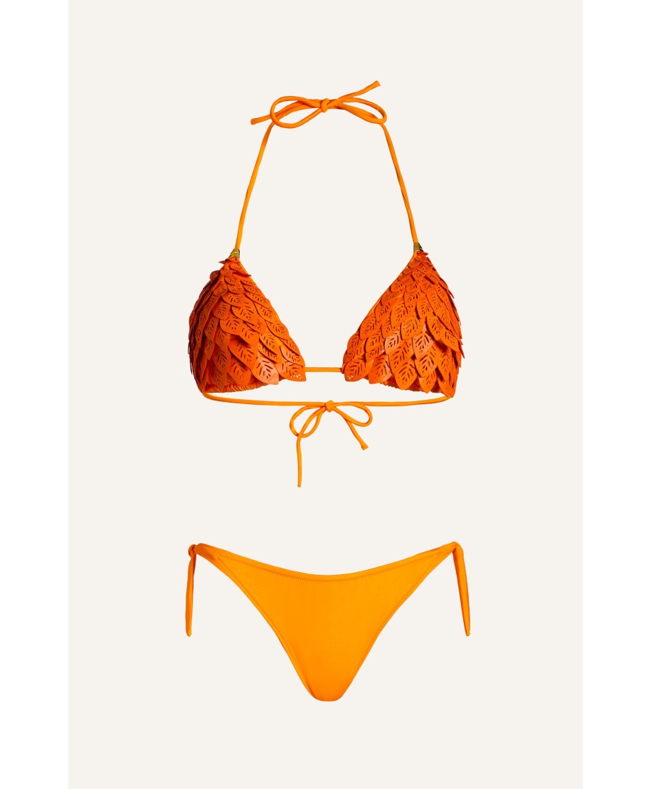 Bikini Triangolo Foglie Ecopelle