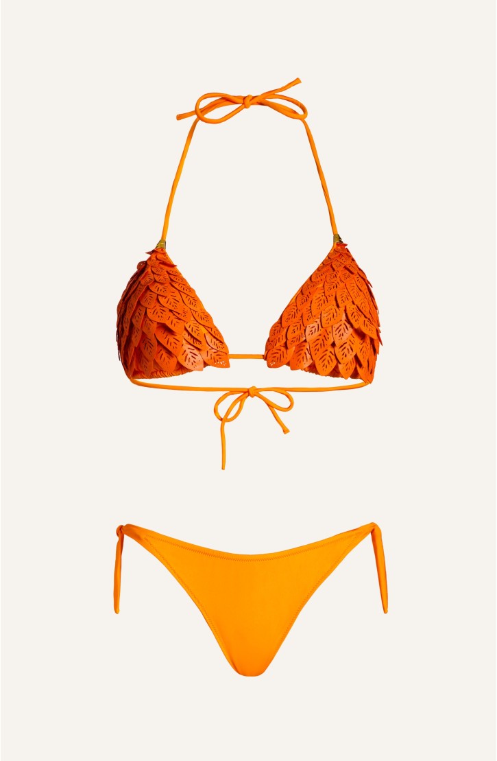 Bikini Triangolo Foglie Ecopelle
