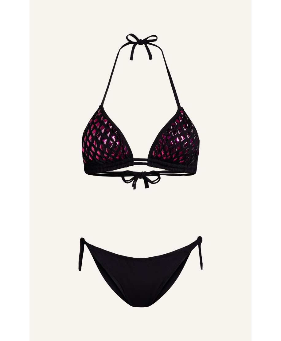 Triangle Bikini Padded Mirrors Laser Solid Color
