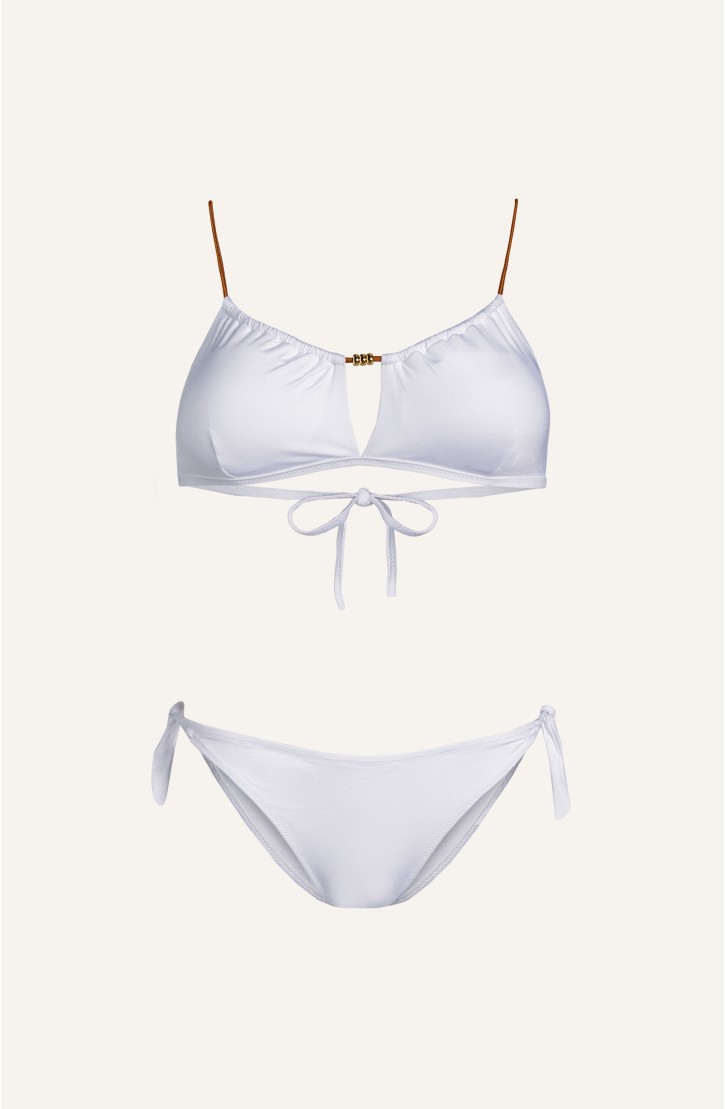 Bikini Bandeau Straps Alcantara Solid Color