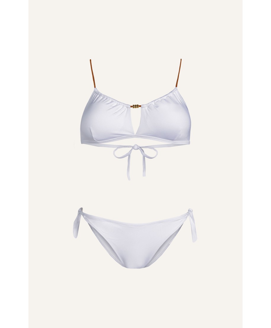 Bikini Fascia con Perline Tinta Unita