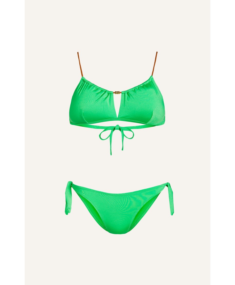 Bikini Fascia con Perline Tinta Unita