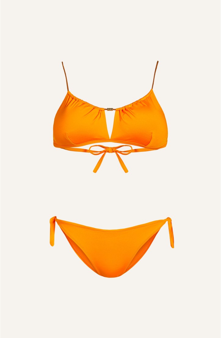 Bikini Bandeau Straps Alcantara Solid Color