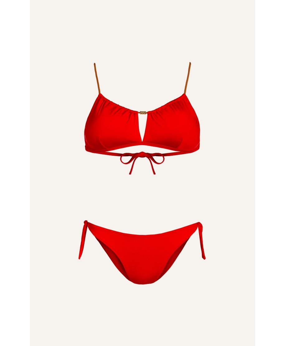 Bikini Bandeau Straps Alcantara Solid Color