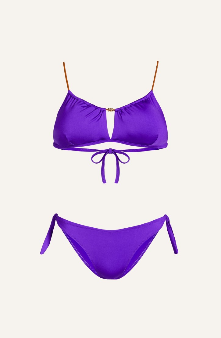 Bikini Fascia con Perline Tinta Unita