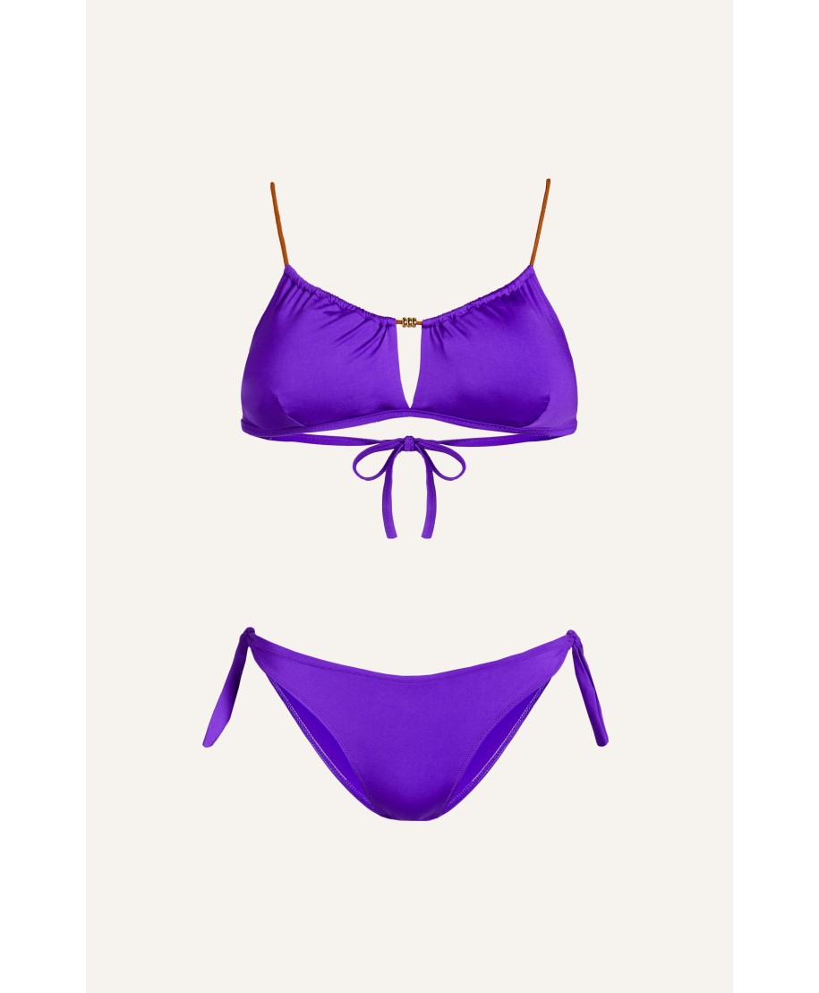 Bikini Fascia con Perline Tinta Unita