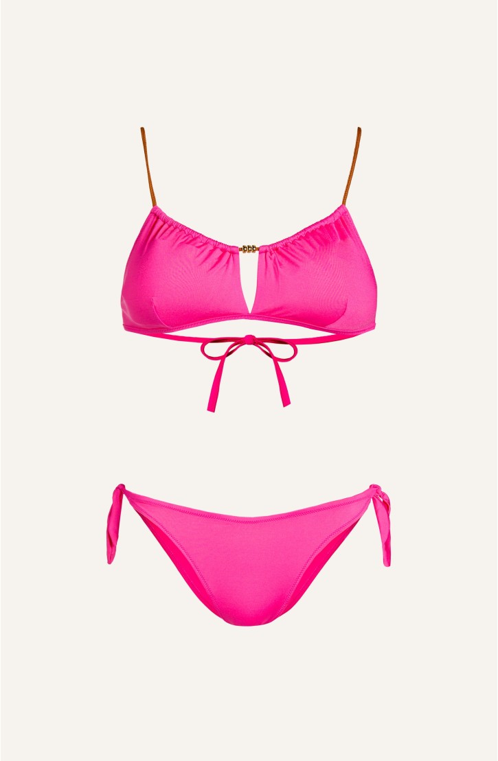 Bikini Bandeau Straps Alcantara Solid Color