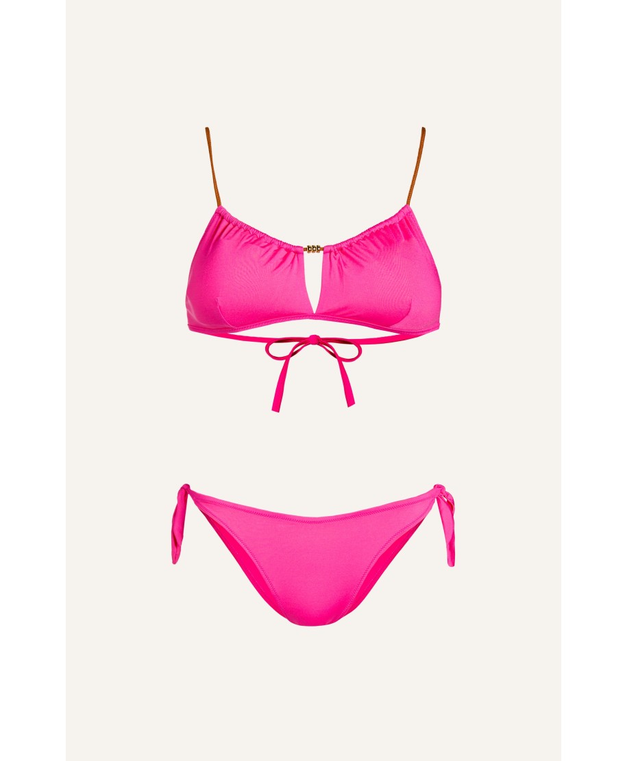 Bikini Fascia con Perline Tinta Unita